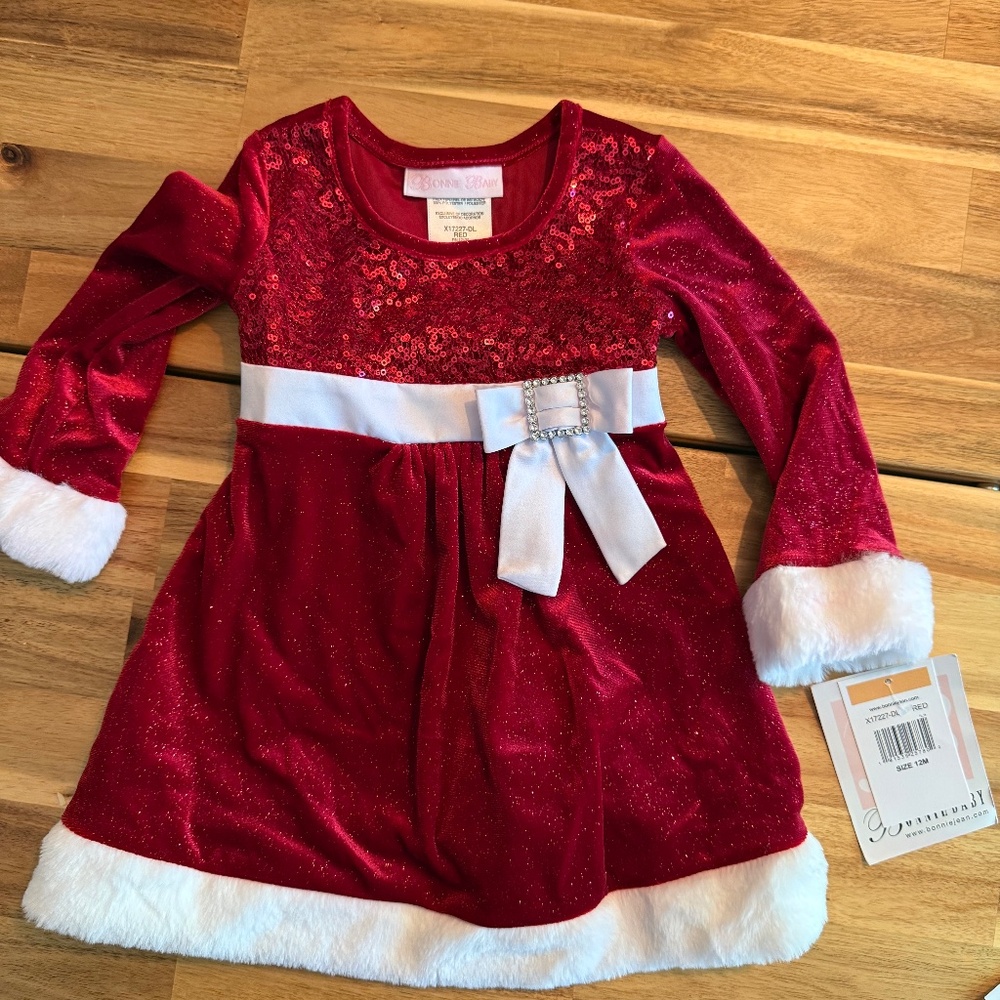 NWT Bonnie Baby Christmas Dress Size 12M